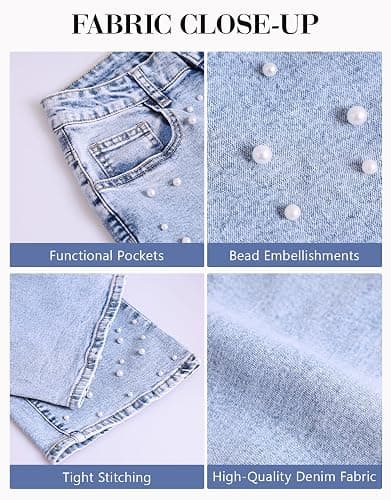 Kedera Women's High Waisted Jeans Boyfriend Baggy Wide Straight Leg Casual Denim Pants Trousers thumbnail 7