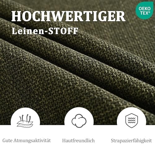 Goeurvant Esszimmerstühle 6er Set mit Armlehne, Polsterstuhl aus Leinen, Küchenstuhl mit Metallbeinen & verstellbaren Fußkappen, Moderne Armlehnenstuhl für Esszimmer, Wohnzimmer, Grasgrün thumbnail 4