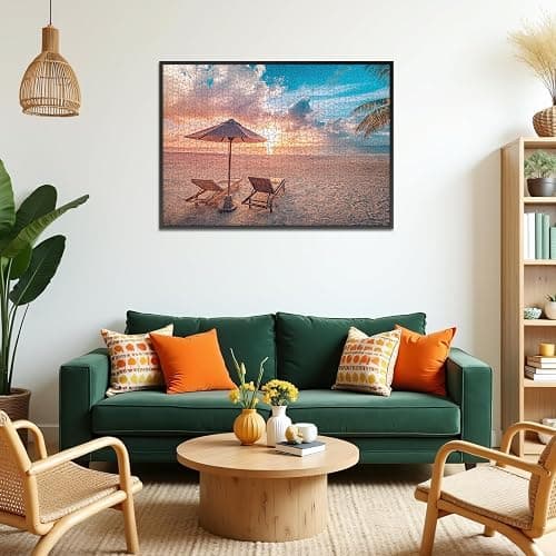 Rocorose 1000 Piece Jigsaw Puzzle, Inspirational Beach Puzzles for Adults and Families, Tropical Ocean Sunrise Sunset Scene Nature Puzzle, HD Quality Challenging Landscape Photo Puzzle Games thumbnail 7