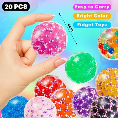 FIDWOD Stress Ball Fidget Toys for Kids: Party Bag Fillers Sensory Gifts Pack - Squishy Balls with Water Beads - Stocking Stuffers Anxiety Relief Set for Autism Boys Girls 20 PCS thumbnail 3