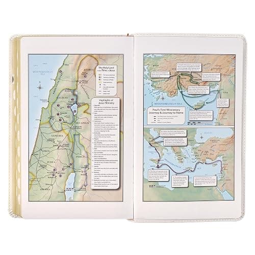 KJV Holy Bible, Giant Print Standard Size Red Letter Edition, Thumb Index Tabs & Ribbon Marker, King James Version, Vegan Leather, White Floral, 14 pt. Type (KJV Standard GP Editions) thumbnail 8