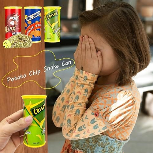 SnaFununy Prank Potato Chip Can Snake Pranks Jump Spring Toy Prankster Stuff Gifts for Adults, Gags Practical Joke Toys for Halloween Party Decoration Fun Toys,April Fools' Day pranks，Blue 1 Pcs（Cute） thumbnail 5