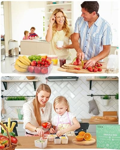 Snackle Box Container Dishwasher Safe Divided Serving Tray with Lid Handle | Charcuterie Board for Portable Snack Platters, Clear Organizer for Fruits Snacks, Perfect for Road Travel thumbnail 4