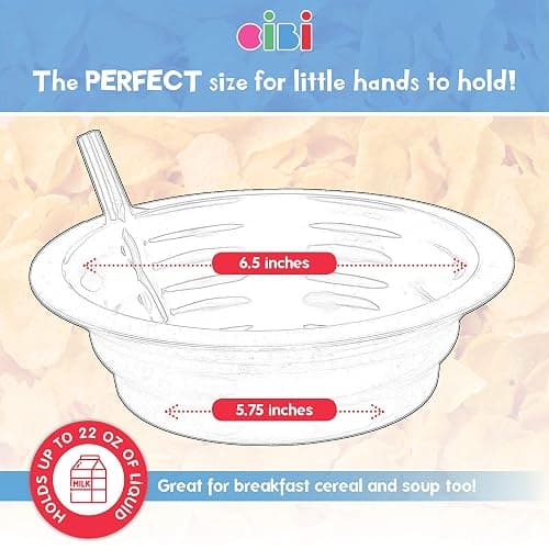 Cibi Cereal Bowls with Straws for Kids BPA-Free Plastic | Toddler Sip-A-Bowls with Built-In Straw for Cereal and Soup | Set of 4 Colorful Breakfast Bowls thumbnail 2