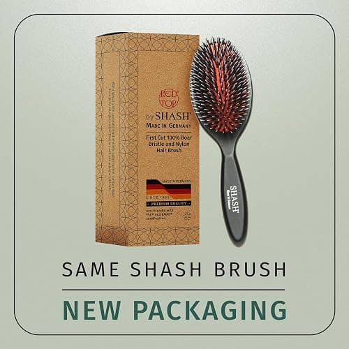 SHASH Since 1869 Hand Made In Germany - Nylon, 100% First Cut Boar Bristle Brush Suitable For Normal to Thick Hair - Gently Detangles, No Pulling or Split Ends - Softens Improves Texture, (Medium) thumbnail 3