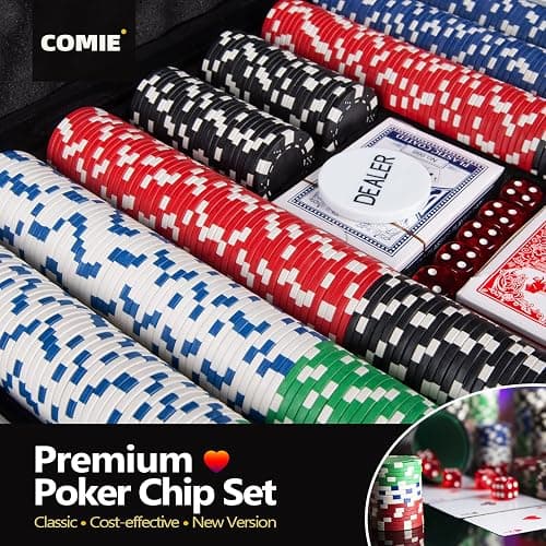Comie Poker Chips,500PCS Poker Chip Set with Aluminum Travel Case,11.5 Gram Poker Set for Texas Holdem Blackjack Gambling thumbnail 6