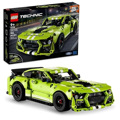 LEGO Technic Ford Mustang Shelby GT500 Building Set 42138 - Pull Back Drag Race Toy Car Model Kit, Featuring AR App for Fast Action Play, Great Gift for Boys, Girls, and Teens Ages 9+ - Multicolor