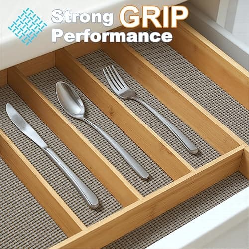 Songrey Non-Slip Shelf Cabinet and Drawer Liner, 12IN x 20FT, Dark Gray | No Adhesive Residue, Strong Grip, Thick PVC Mat, for Kitchen Shelves, Bathroom Drawers, Home Essentials, Snip to Fit thumbnail 3