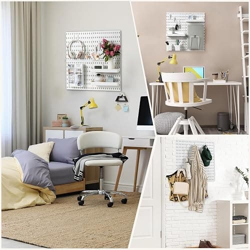 VUSIGN Pegboard Combination Wall Organizer Kit 22" x 22", White | 4 Pieces Pegboards and 17 Accessories, Wall Mount Display Peg board Panel Kits for Bedroom, Home, Office, Bathroom thumbnail 3