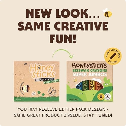 Honeysticks Super Jumbo Crayons (6 Pack) - 100% Pure Beeswax, Non Toxic Crayons for Toddlers 1-3, Extra Large Crayon Size, Easy to Hold and Use, Unbreakable Toddler Crayons, Eco-Friendly thumbnail 6