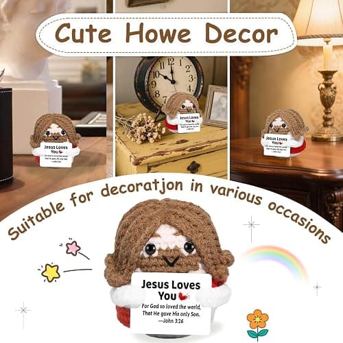 ZooWhale Mini Jesus Gifts Positive Emotional Crochet Jesus Plush Doll ,Christian Gifts for Women Men, Spiritual Faith Based Bible Verse Inspirational Gifts Presents, Handmade Small God Jesus, Christian Gifts for Women, Easter & Religious Activities (Jesus-Mini) thumbnail 3