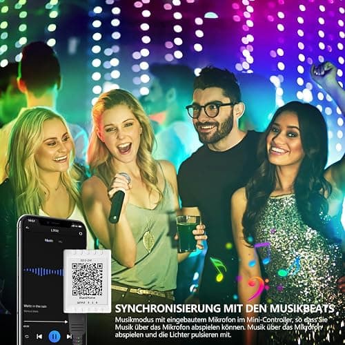 LED Strip 30m,Bluetooth RGB LED Streifen Farbwechsel LED Lichterkette 30M mit App Steuerung und Fernbedienung,Musik Sync,LED Band für Schlafzimmer Zuhause Schrankdek thumbnail 4
