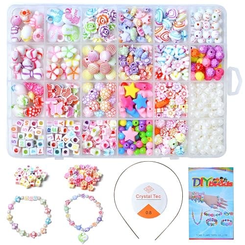 Kids DIY Bead Jewelry Making Kit, Beads for Girls Toys Bead Art and Craft Kits DIY Bracelets Necklace Hairband and Rings Toy for Age 4 5 6 7 8 9 10 11 Year Old Girl Gifts - Image 1