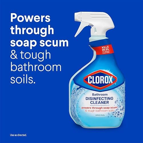 Clorox Disinfecting All-Purpose Cleaner, 32 fl. Oz., and Bathroom Cleaner, Bleach Free, Household Essentials, Cleans Dirt and Grime Off Most Surfaces and Countertops, 32 fl. oz. thumbnail 4