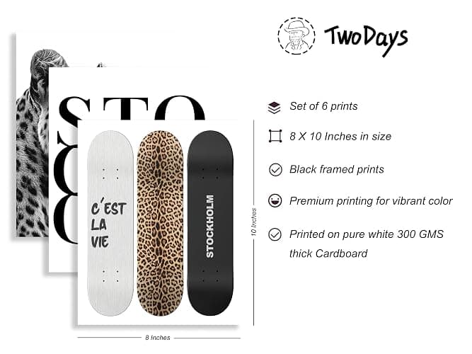 TwoDays Stockholm Style Room Decor for Women, Chic Trendy Wall Art for Living Room Aesthetic, Luxury Fashion Posters for Home Bedroom Apartment Dorm (8" X 10", Set of 6, Black Framed) thumbnail 2