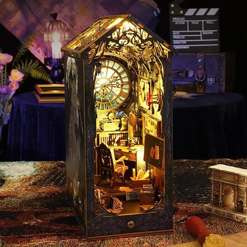 ISSEVE DIY Book Nook Kit, 3D Wooden Puzzle DIY Miniature House Kit for Booknook Shelf Insert Decoration, Magic Book House Stand Bookshelf Dollhouse for Adults with Sensor Light (Detective Agency) thumbnail 7