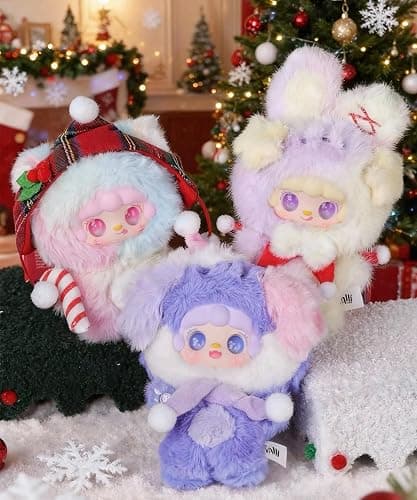 CALEMBOU Plush Blind Box, Cute Yooki Christmas Jingle Bells Series Soft Stuffed Mystery Box Keychain, Kawaii Vinyl Plush Bag Charms Collectible for Birthday Christmas thumbnail 3