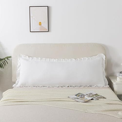 H HOUSEHOLD Body Size Pillow Cases Set of 1 - Ruffled Chic Boho Pillowcase 1 Pack, Super Soft and Cozy Pillow Case Covers with Envelop Closure, 20x54 Inches - Image 1