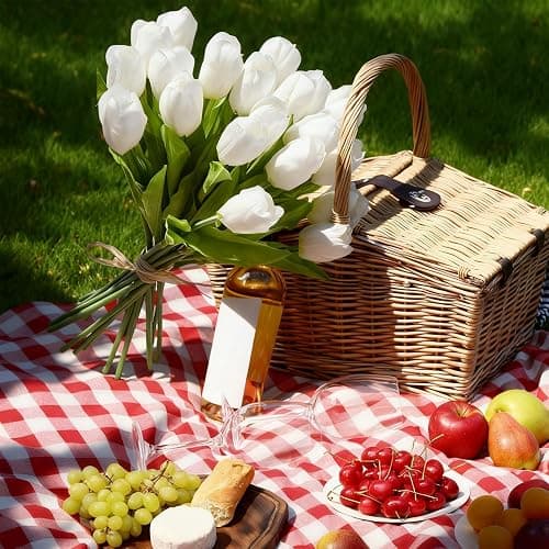 WFYTHMFLS Artificial Flowers Mother's Day Easter Valentine's Day Gifts, Artificial Flowers Fake Tulips Flowers Home Kitchen Wedding Table Decorations a Bunch of 20 White Tulips thumbnail 3