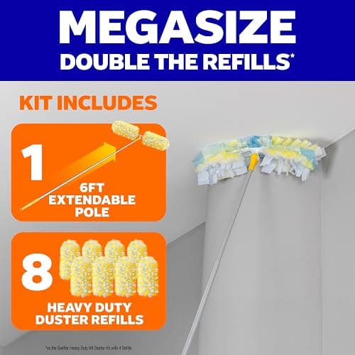 Swiffer Duster Kit with 6 ft Super Extendable Handle, Heavy Duty Starter Kit with 8 Refills thumbnail 7