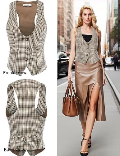 GRACE KARIN Women's Suit Vest Top, Dressy Casual Sleeveless Button Wasitcoat, Fromal Steampunk Blazer For Work Office thumbnail 2