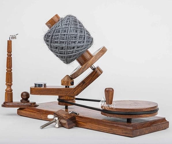 INTAJ Rosewood Yarn Winder - Large Capacity 16 oz Wooden Winder for Knitting & Crocheting - Handcrafted Heavy Duty Natural Rosewood Ball Winder - Table Top Wood Yarn Swift and Ball Winder thumbnail 9