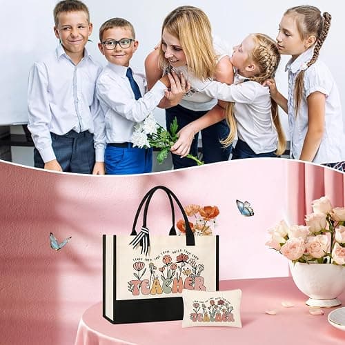 Canvas Tote Bag Makeup Bag for Women - Personalized Teacher Appreciation Gifts thumbnail 7