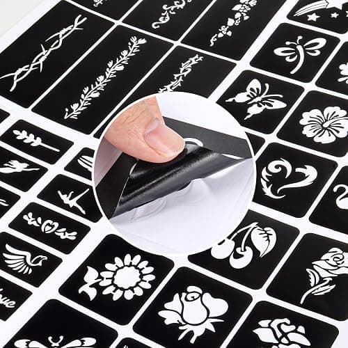 12 Temporary Tattoo Stencils,142 PCS Henna Stencils Reusable Tattoo Stencils for Face Body Art Painting for Women Men Adults Kids thumbnail 5
