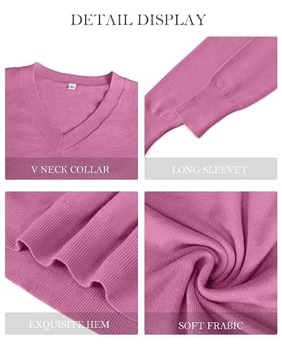 Women's Fall Sweaters 2025 Casual Long Sleeve Pullover V Neck Lightweight Sweatshirts Cute Blouse Tops thumbnail 4