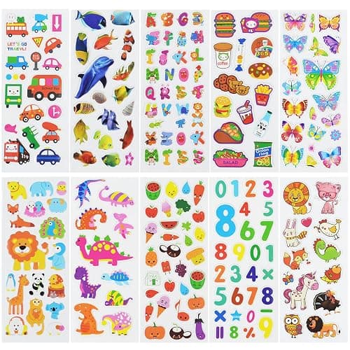 24 Sheets(500+) 3D Puffy Stickers for Toddlers Kids Boys Girls | Bulk Preschool Sticker Sheets for Reward, Craft, Scrapbooking, Including Animal, Fruits, Dinosaurs, Fish and More thumbnail 4