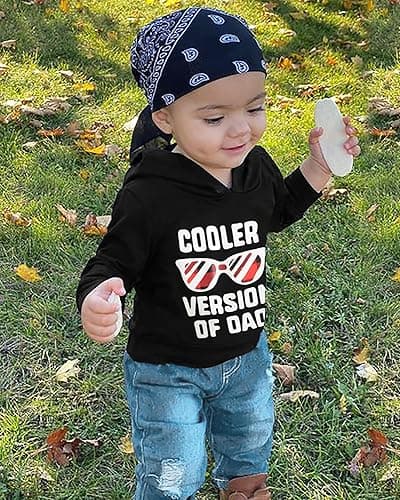 YALLET Toddler Baby Boy Clothes, Long Sleeve Letter Hoodies Top+Ripped Denim Pants 2pcs Fall Winter Outfit Sets - Glasses - 2-3T thumbnail 3