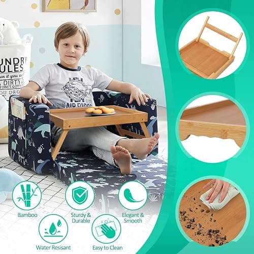 Artmeer Bed Tray Table with Folding Legs,Bamboo Breakfast in Bed for TV Table, Laptop Computer Tray,Eating,Snack Tray(Bamboo) thumbnail 4