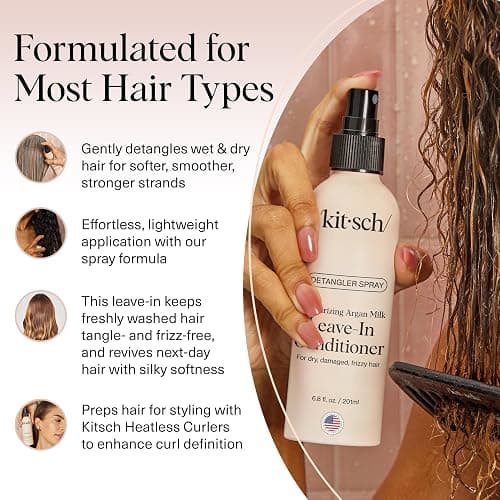 Kitsch Argan Milk Leave In Conditioner Spray – Hair Detangler Spray for Curly, Wavy, Fine, Dry & Damaged Hair - Silicone-Free | Ideal Gifts for Women - 6.3oz thumbnail 5