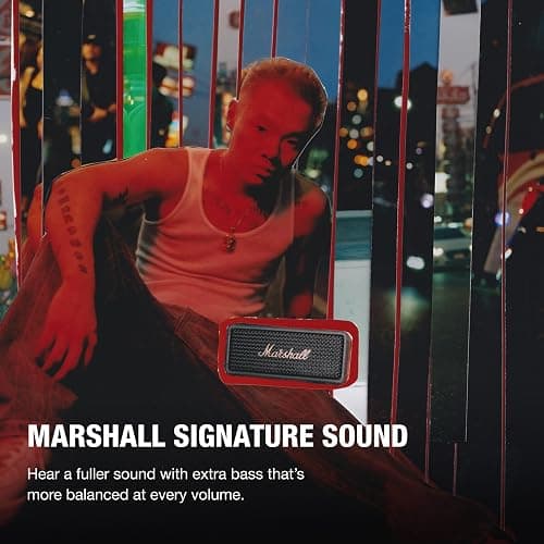 Marshall Emberton III Portable Bluetooth Speakers, Wireless, IP67 Rating Dust & Water Resistant, 32+ Hours Playtime, Quick Charge - Black & Brass thumbnail 2
