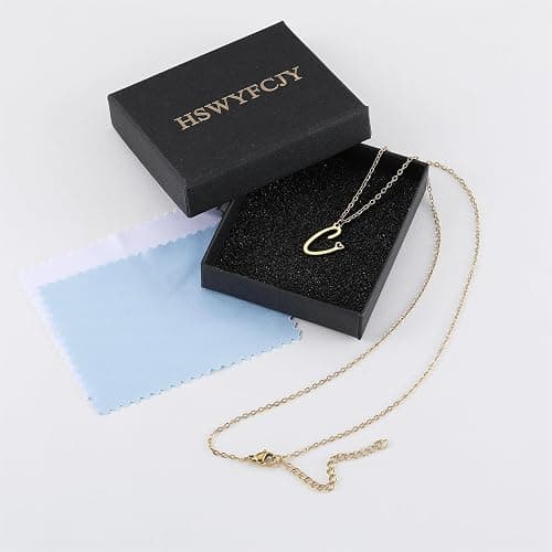 HSWYFCJY Initial Necklace for Women,14K Gold Dainty A-Z Letter Pendant with Heart Choker Necklace Jewelery Gifts,Personalized Cursive Cute Tiny Initial Pendant Necklace for Girls thumbnail 7