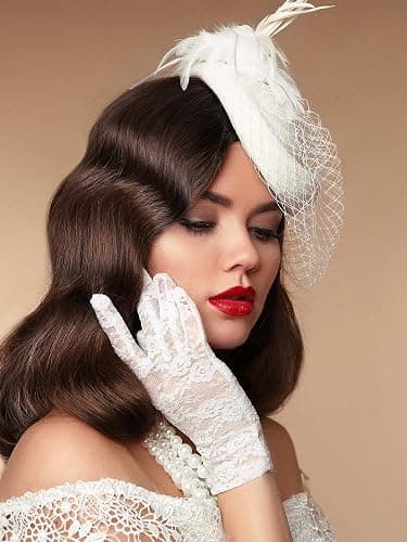 SATINIOR Lace Gloves for Women Tea Party Short Lace Gloves Courtesy Dressy for Cosplay Dinner Party Evening thumbnail 2