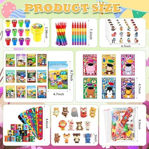 BenLouis 192 Pcs Graduation Party Favors for Kids Preschool Kindergarten Classroom Gifts Prize Coloring Books Set Bulk for Students Congrats Grad Goodie Bags Stuffers（Graduation Animals） thumbnail 4