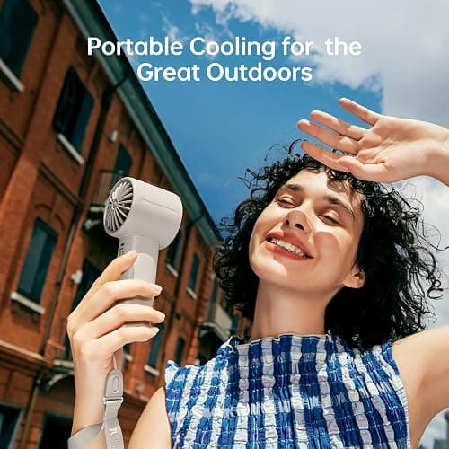 JISULIFE Handheld Turbo Fan Life10s, 5000mAh Rechargeable Portable Fans,Up to 28 Hours Working,5 Speed Strong Wind,Personal Mini Fan for Travel Outdoor Camping Beach Makeup（Gray） thumbnail 8