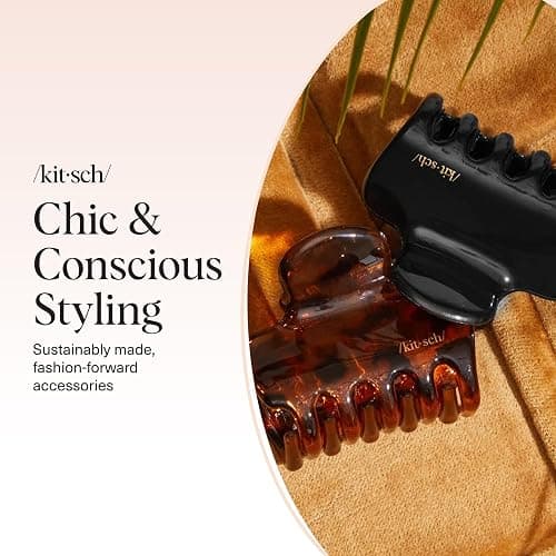 Kitsch Medium Claw Clips for Women - Strong Hold & Stylish Glossy Puffy Design Hair Accessories | Half-Up or Full Updos | Ideal Gifts for Women - 2pc Set, Black & Tort thumbnail 8