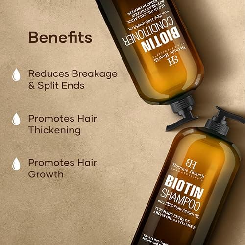 Botanic Hearth Biotin Shampoo and Conditioner Set - with Ginger Oil & Keratin for Hair Loss and Thinning Hair for Men and Women - Sulfate Free, 16 fl oz each thumbnail 7