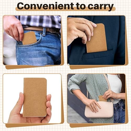 Outus 36 Pcs Pocket Notebook Mini Journal 2.5" x 4" Kraft Paper Mini Notepad Bulk Softcover Pocket Notepad Memo Diary Subject Notebooks for Student Travel School (Brown,Blank Cover) thumbnail 6