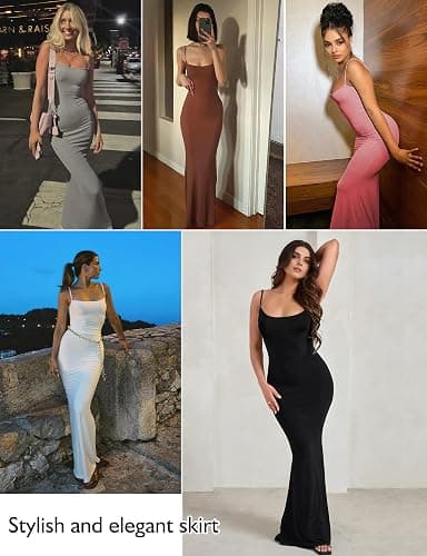 Buauty Womens Summer Dress Bodycon Maxi Dress Sleeveless Casual Long Dresses 2025 Spaghetti Strap Slip Elegant Evening Party thumbnail 6