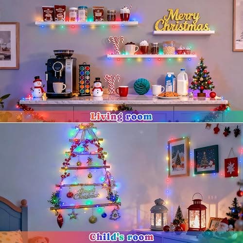 JMEXSUSS 2 Pack Multicolor Fairy Lights Battery Operated, Total 200 LED 66ft Indoor Christmas Twinkle Lights with Remote, 8 Modes Multicolor String Lights for Bedroom Wedding Birthday Party thumbnail 5