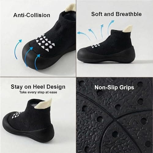 Hstyle Baby Sock Shoes Toddler Walking Shoes Infant Non-Slip Slippers Soft Rubber Sole Sneakers for Baby Boys Girls thumbnail 7