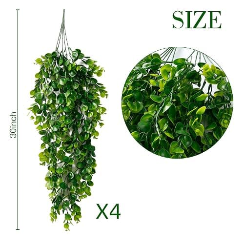 Sggvecsy 4 Pack Artificial Hanging Plants Fake Hanging Plant Faux Hanging Eucalyptus Plants UV Resistant Plastic Plants for Indoor Outdoor Room Wall Wedding Patio Porch Decor thumbnail 3