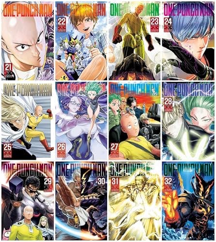 One-Punch Man Manga Series 12-Book Collection Set (Vol. 21 to 32) Paperback Edition – Action-Packed Superhero Comedy Manga by ONE & Yusuke Murata - Image 1