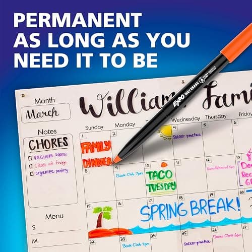EXPO Wet Erase Markers, Semi-Permanent, Black, Ultra Fine Tip, 12 Count - For Writing on Glass, Whiteboards, Mirrors, Calendar, Labeling, Organizing thumbnail 3