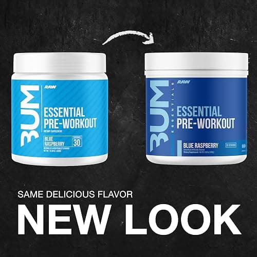RAW Nutrition - Essential Pre - Chris Bumstead Pre Workout Formula, Sports Nutrition Pre-Workout Powders | Men & Womens Drink, Energy Powder for Working Out (Blue Raspberry) thumbnail 2
