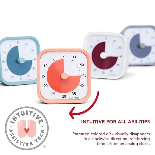 TIME TIMER Home MOD - 60 Minute Kids Visual Timer Home Edition - for Homeschool Supplies Study Tool, Timer for Kids Desk, Office Desk and Meetings with Silent Operation (Lake Day Blue) thumbnail 5
