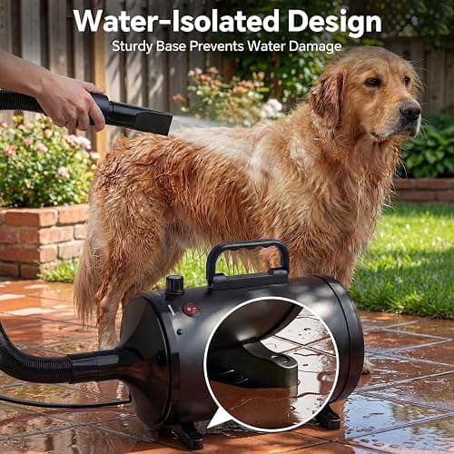 Dog Dryer High Velocity Dog Hair Dryer 5.2HP/2800W, Stepless Adjustable Speed Temperature Dogs Grooming Blaster Dryer, Pet Dryer with 4 Nozzles,Blow Dryer for Dogs(Black) thumbnail 9